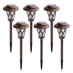 Copper Solar Landscape Lights Glass and Bronze Finish Metal 0.3W IP65 ...