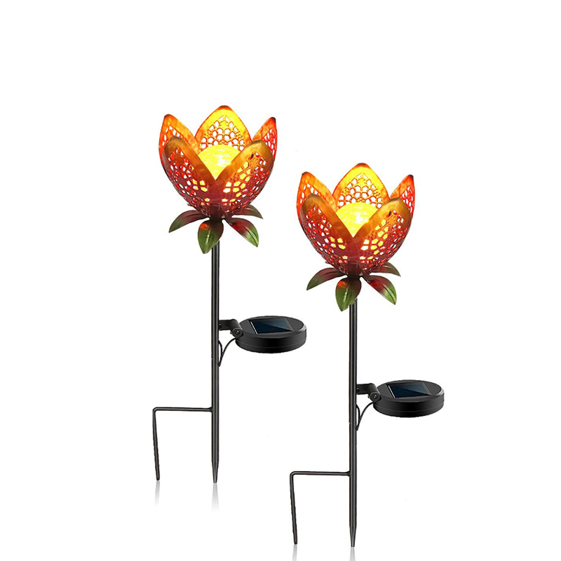 glass solar flower lights